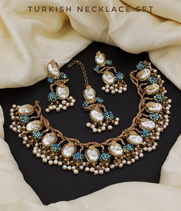 Turkish Necklace Set β Elegant Pearls & Stones π