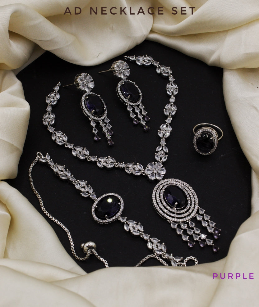 New American Diamond Necklace Sets – 5 Stunning Colors 🌈