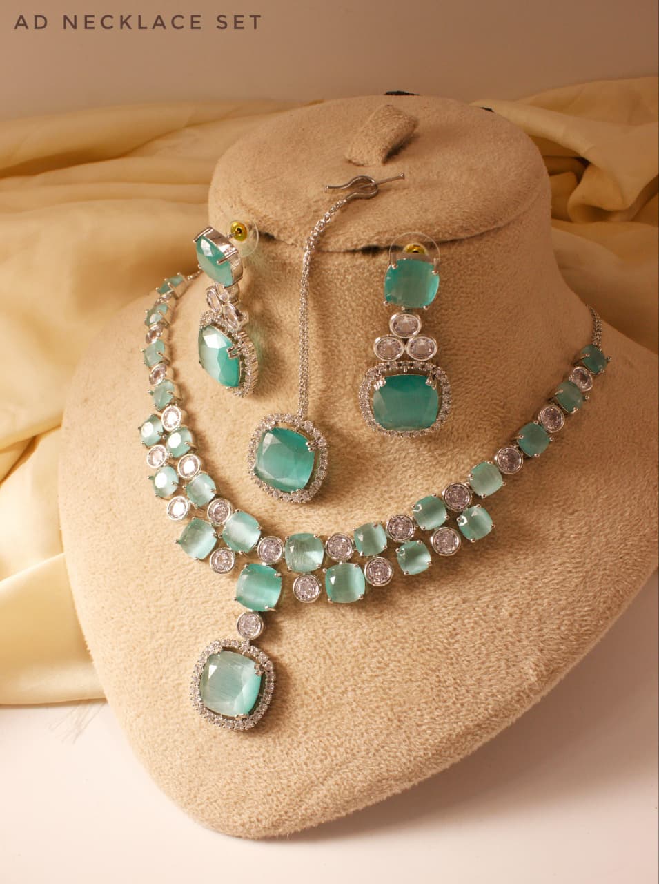 ✨ Premium American Diamond Necklace Set – 6 Beautiful Colors 🌈