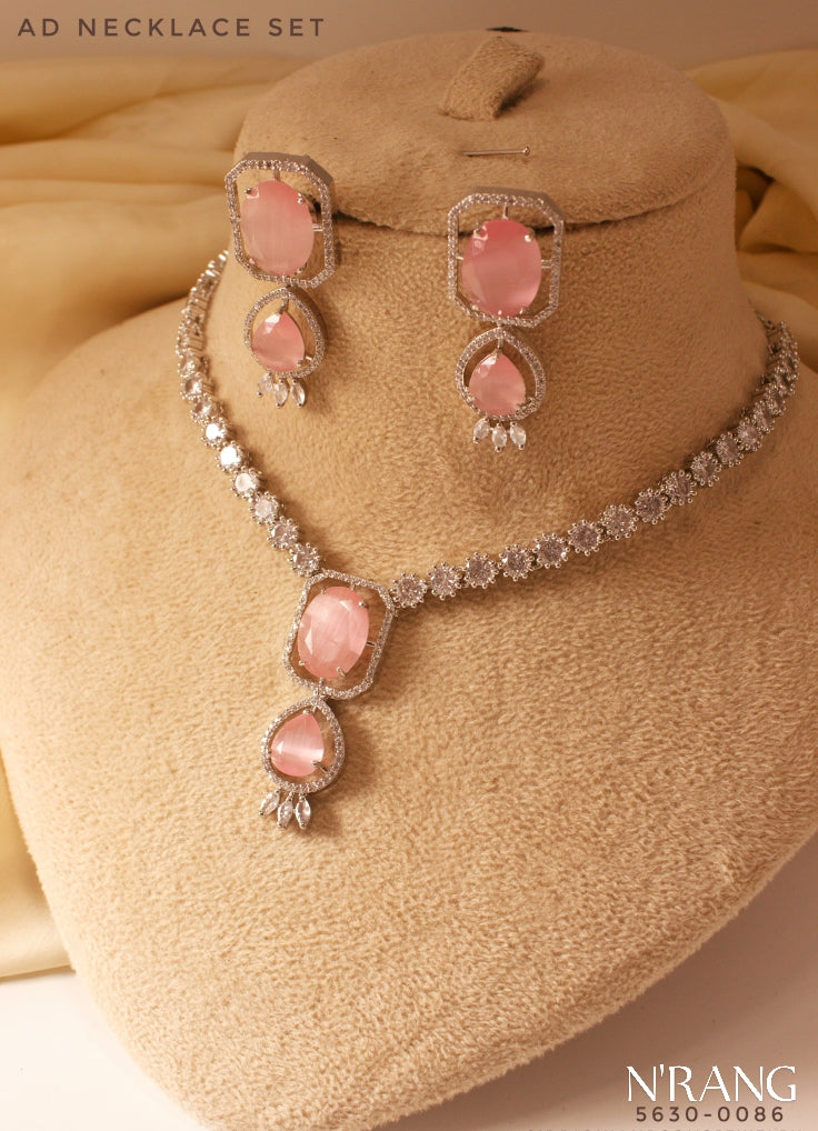 ✨ AD Necklace Set 💎 | Premium American Diamond Jewellery – 7 Colors