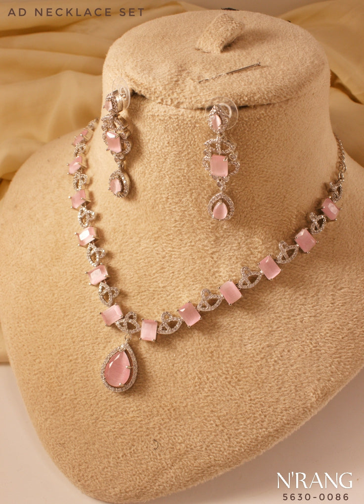 💚 AD Necklace Set ✨ | Classic Square & Drop Design – 8 Colors